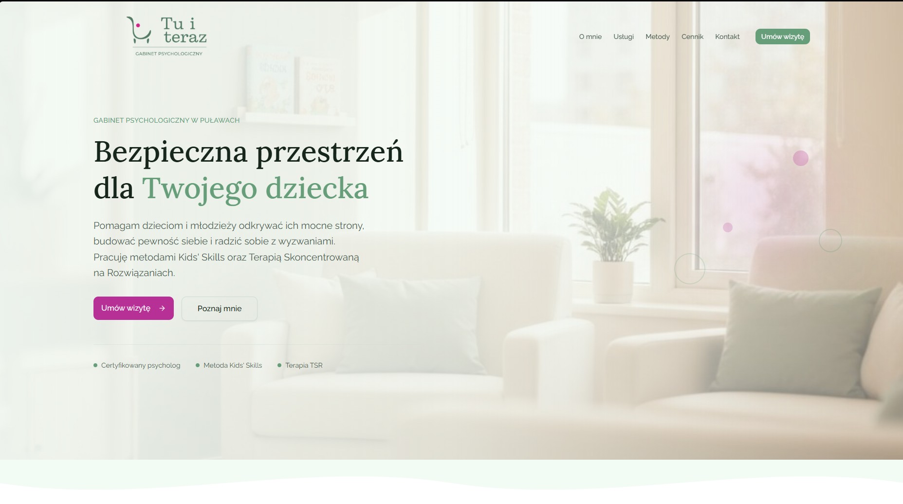 Realizacja Web Tailors — strona internetowa Tu i Teraz Puławy, centrum aktywności